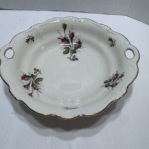 Rosenthal Pompadour Moss Rose Selb Germany 11" Serving Bowl Handles Round Vtg